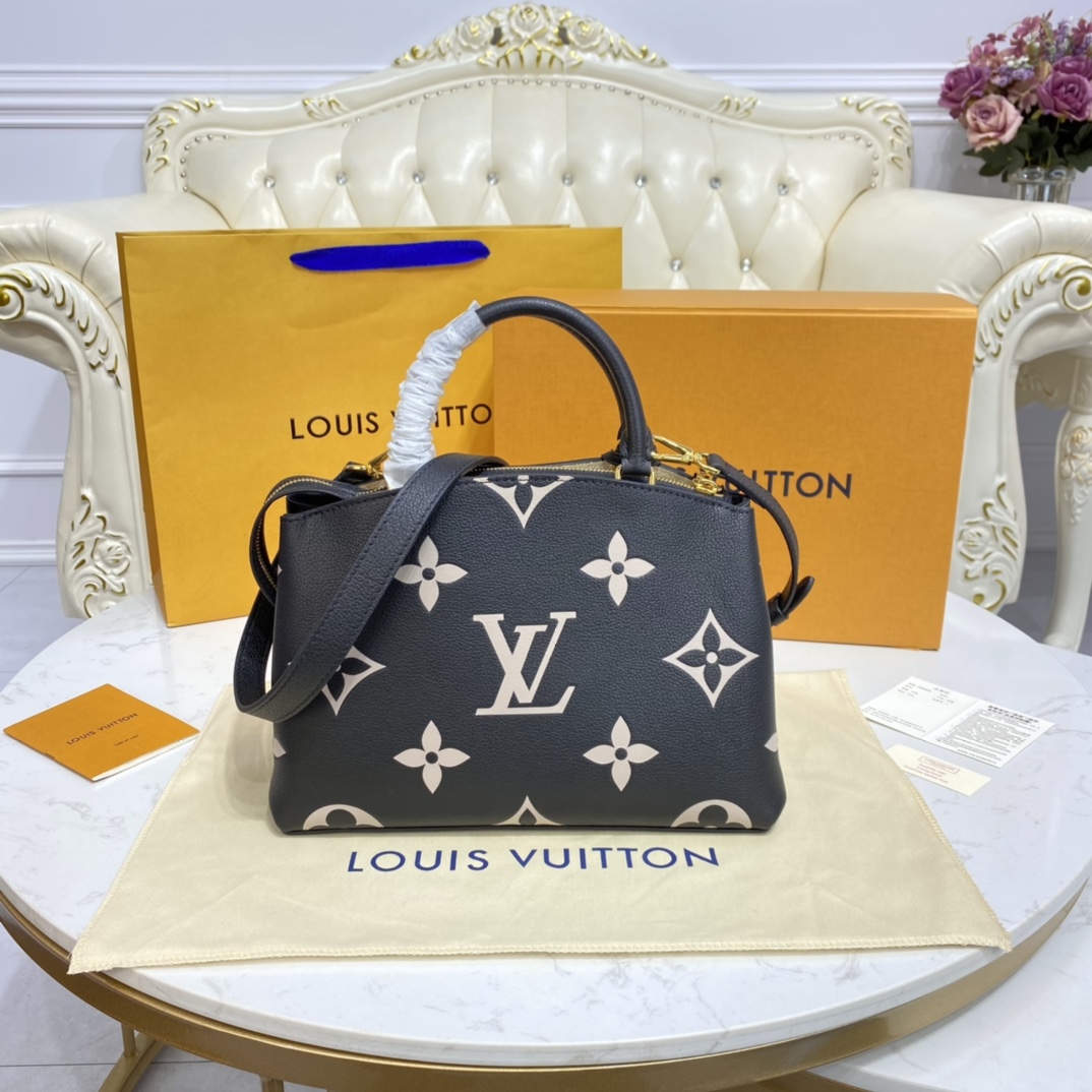 Louis Vuitton PETIT PALAIS Tote Bag Monogram Empreinte M58913 Black/Beige